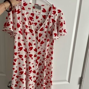 ASOS flutter sleeve dress with heart print